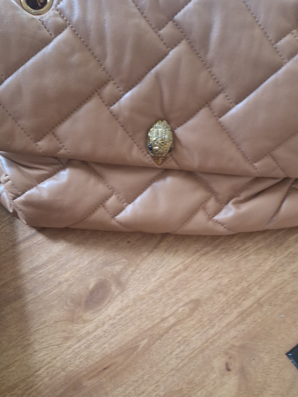 Quilted Beige Women’s Shoulder Bag with Gold Accent By Kurt Geiger. Kensington